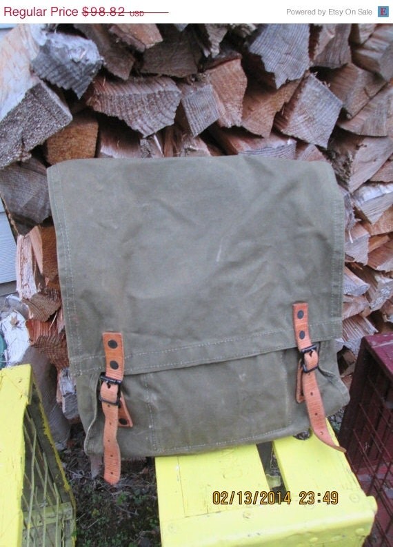 On Sale vintage military canvas leather large by Simplemiles