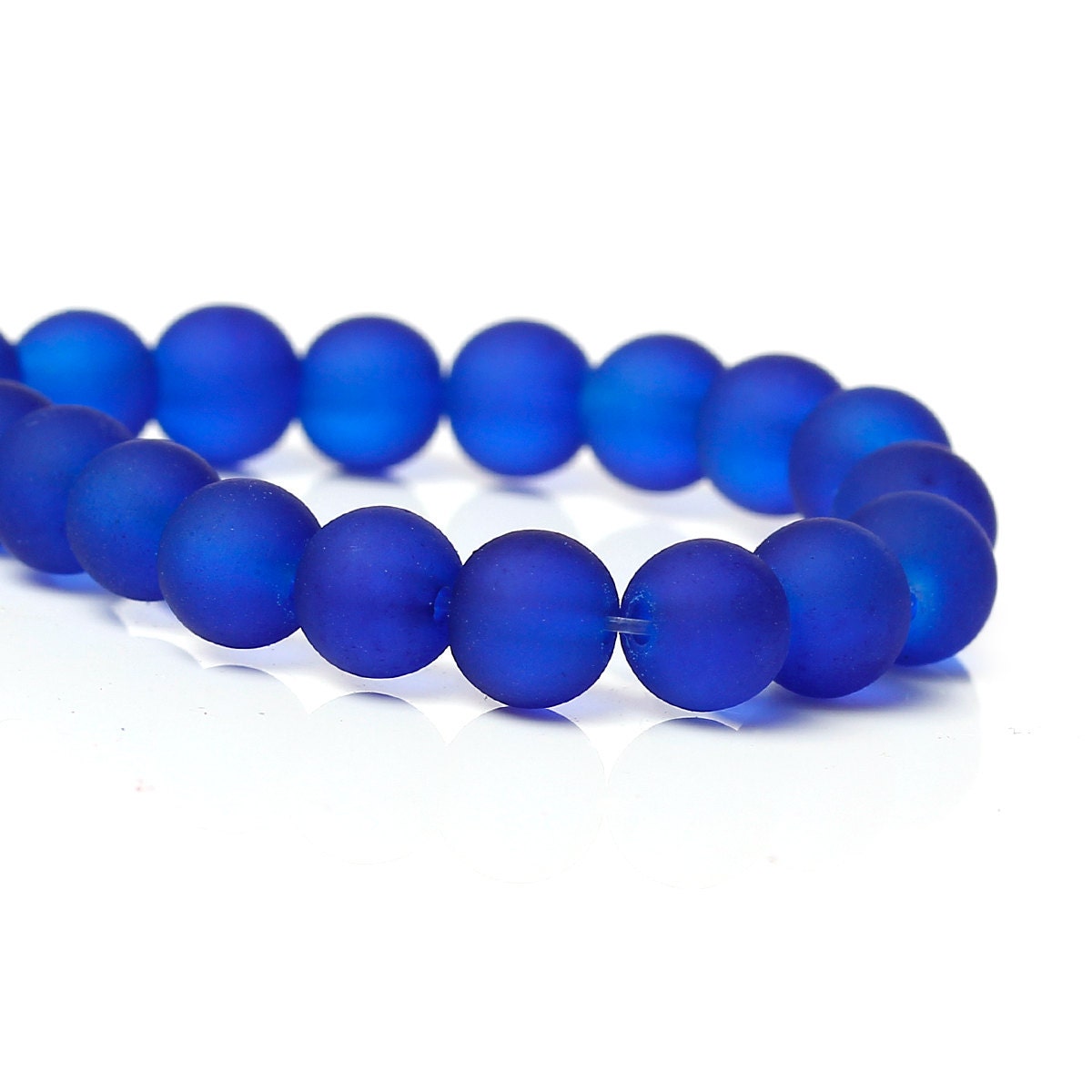 20 Cobalt Blue Frosted Glass Beads by OverstockBeadSupply on Etsy