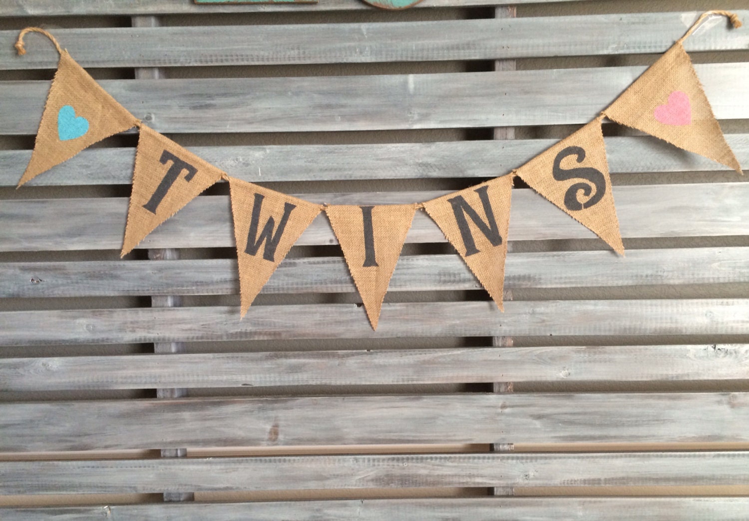 Twins Burlap Banner Twin Boy and Girl Banner Twins Sign