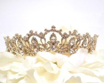 Rhinestone Bridal Tiara, Wedding Tiara, Crystal Bridal headpiece, Dramatic headpiece, Gold Tiara, Silver Tiara