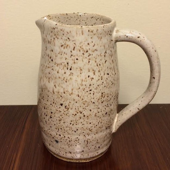 White speckled Ceramic Pitcher by RootAndWander on Etsy