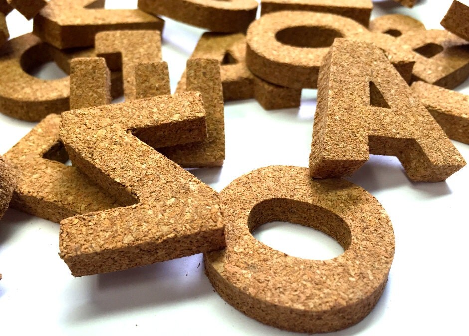 2 Dimensional Cork Letters Helvetica Arial by LakeHouseCraftSupply