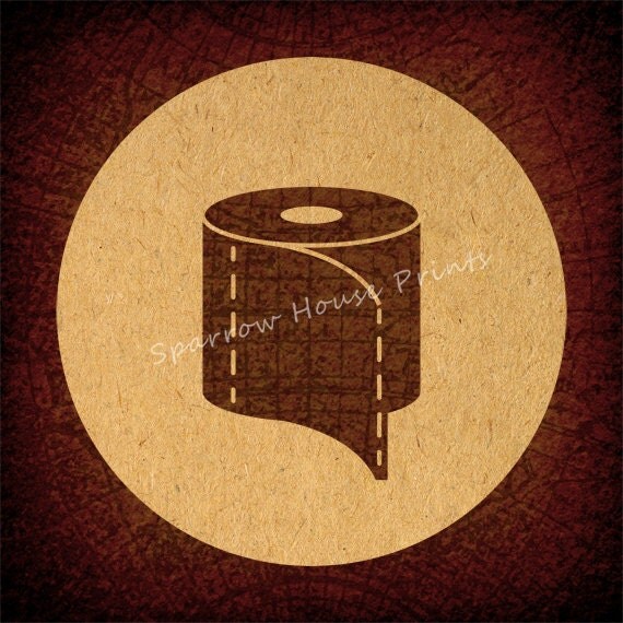 Toilet Paper Print Bathroom Decor Toilet Paper Roll Antique Dark Brown