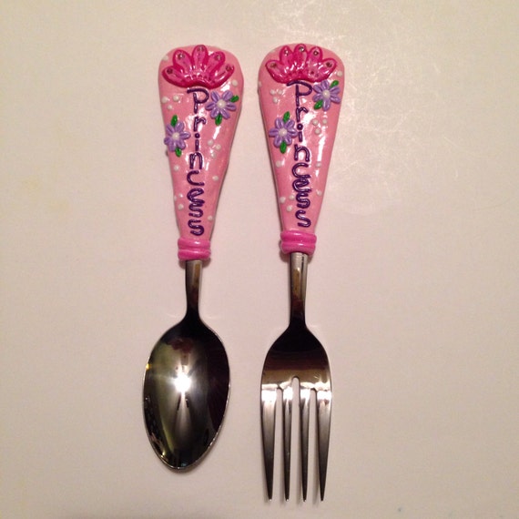 Princess Decorated silverware. Kids dinnerware by SMILEWARE