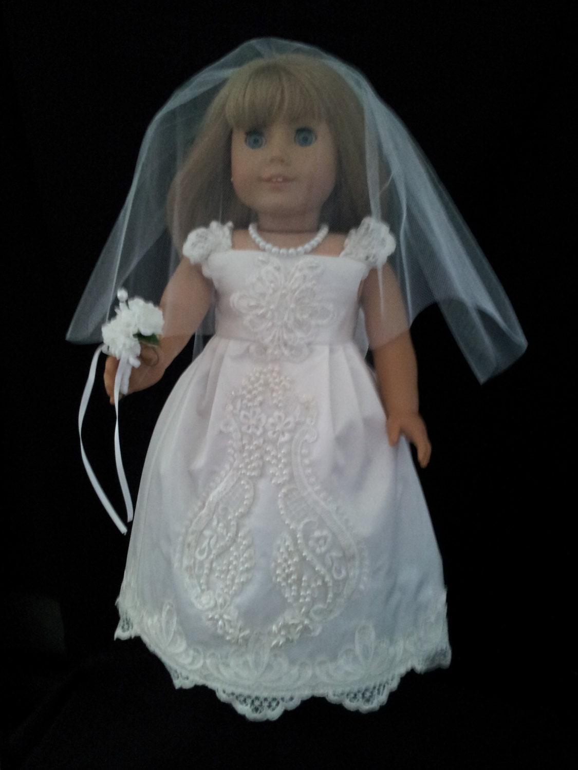 Handmade American Girl Doll Wedding Dress Five Piece Ensemble 