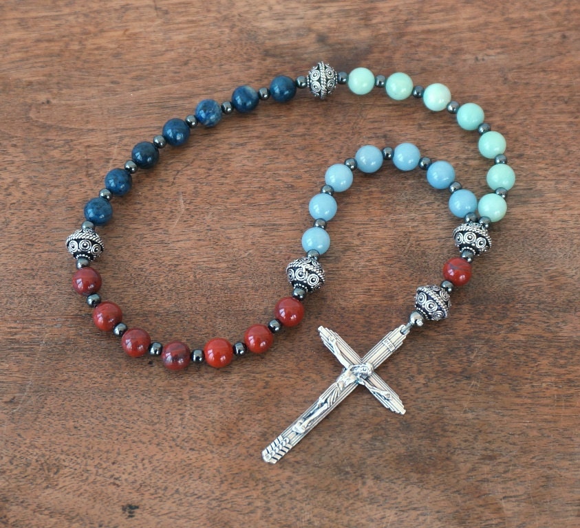 Colorblock Gemstone Christian Rosary. Anglican Prayer Beads.