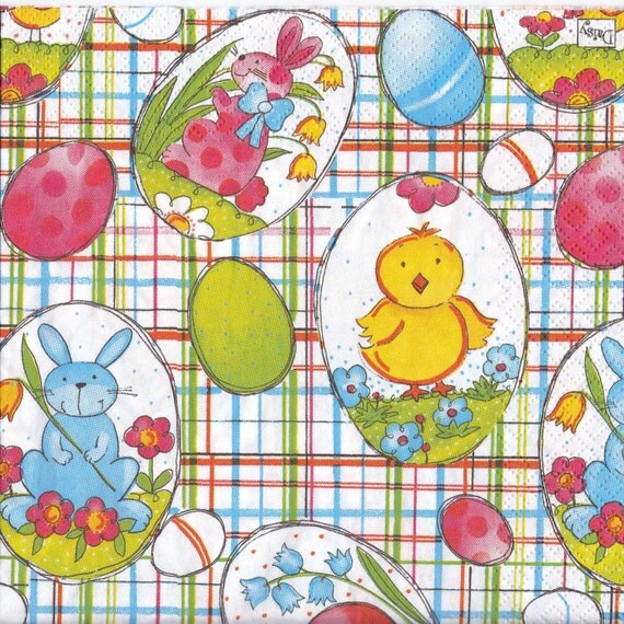 6 Decoupage Paper Napkins Easter 33x33 cm. 13x13