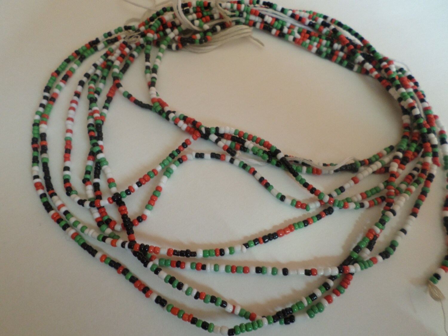 40'' African Waist Beads. Ghana Krobo Beads Sankofa