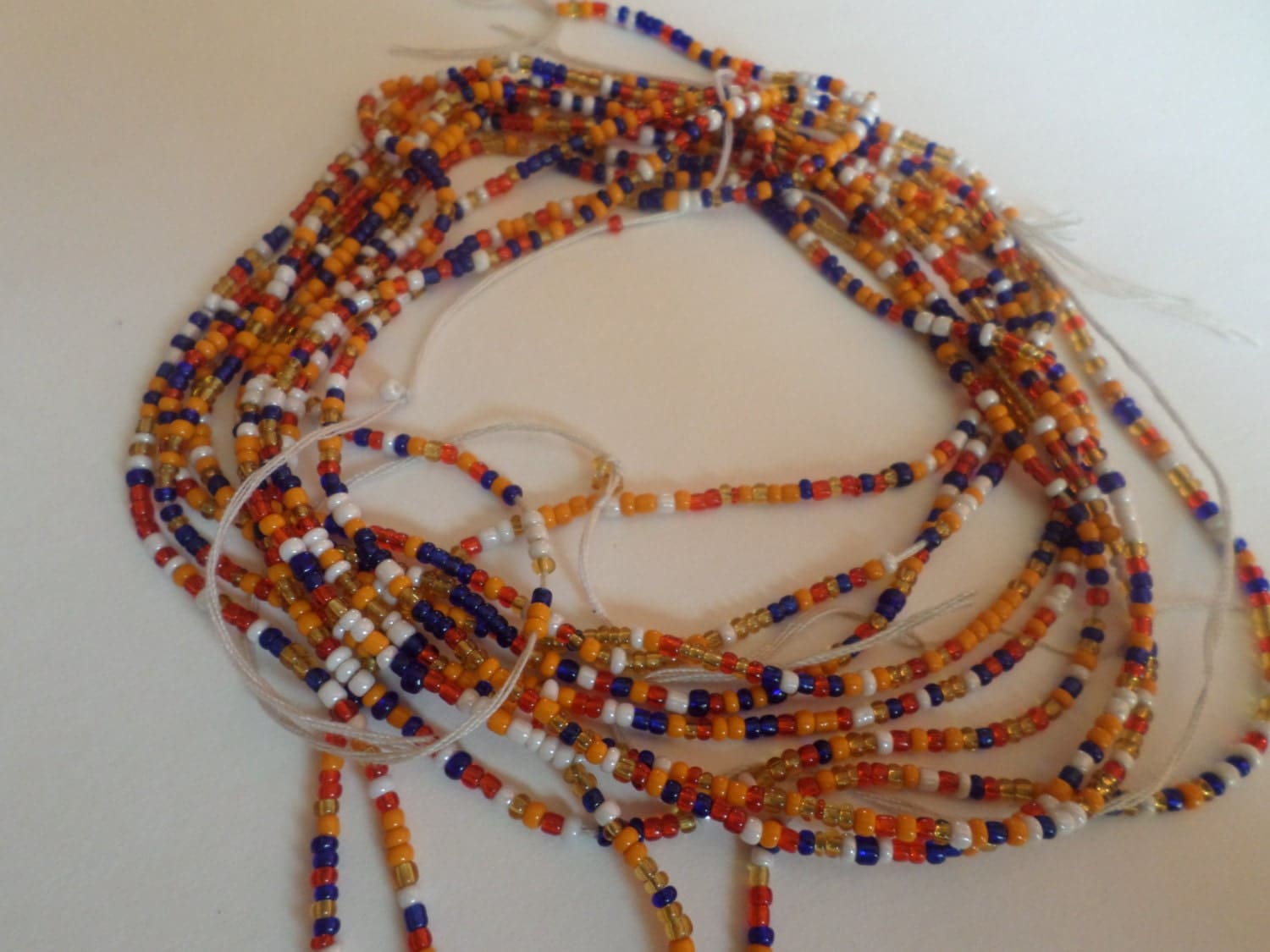 40'' African Waist Beads. Ghana Krobo Beads Sankofa
