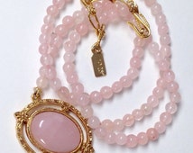 1928 necklace cabochon filed netal mauve signed beads pink gold popular items pendan