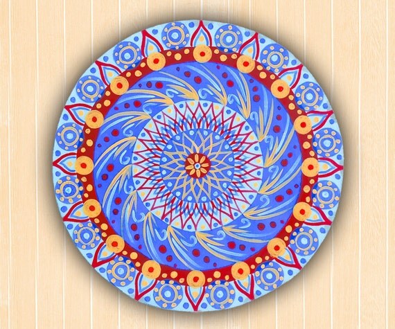 Sacred geometry buddhist. New age energy mandala hand painted.