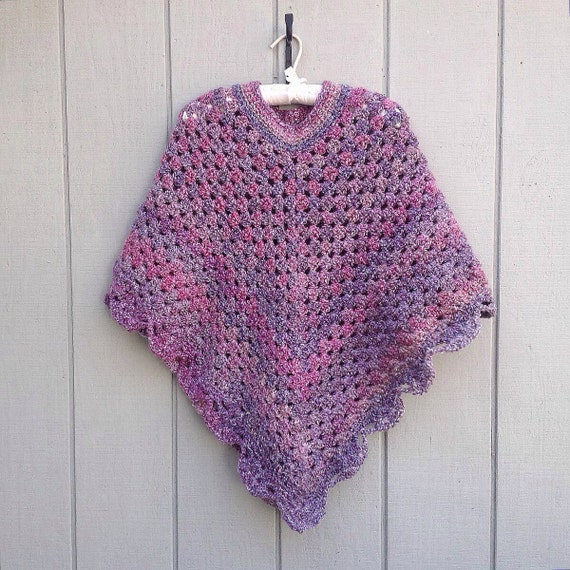 Crocheted shawl Crochet poncho Teens poncho Retro style | Etsy