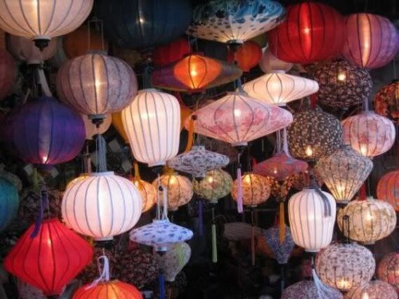 Lot 4 Vietnamese Hoi an silk lanterns 24cm wedding by hoianeshop