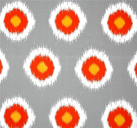 Sunburst Orange & Grey Indoor Outdoor Fabric by the Yard, Modern