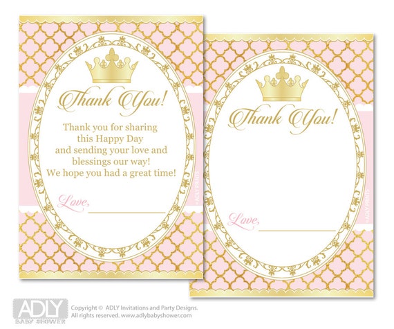 Princess Royal Thank you Card Printable for Baby Princess