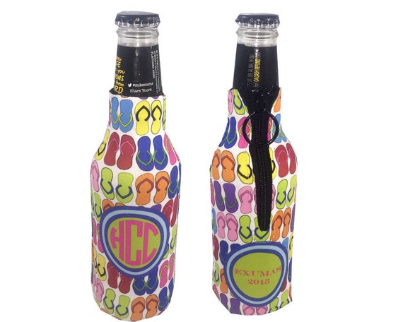 Monogrammed Bottle Koozie Beach Beer Bottle Koozie Personalized with ...