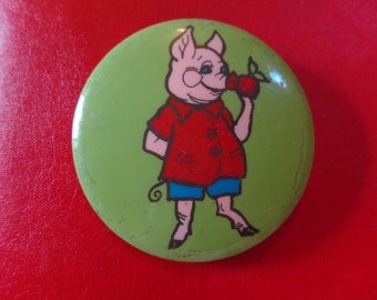 Soviet Little Pig with Apple Pin from Cold War Era (1970s USSR)