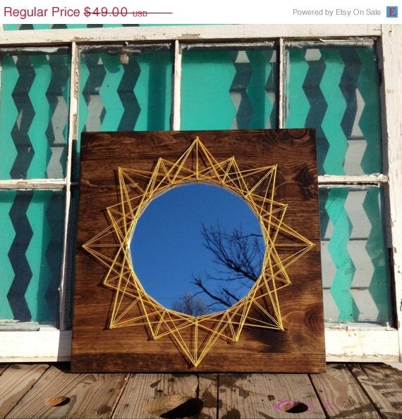 Sale String Art Mirror in Sunburst Pattern on by NailedItDesign