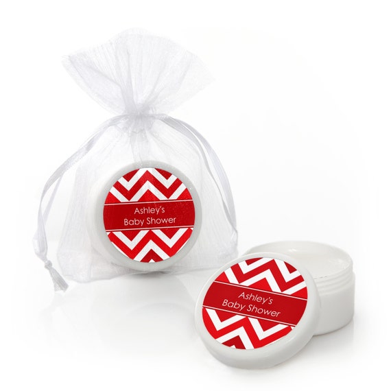 balm lip free containers shipping Favors Baby Balm Birthday Party 12 Red Chevron Custom Lip Shower,