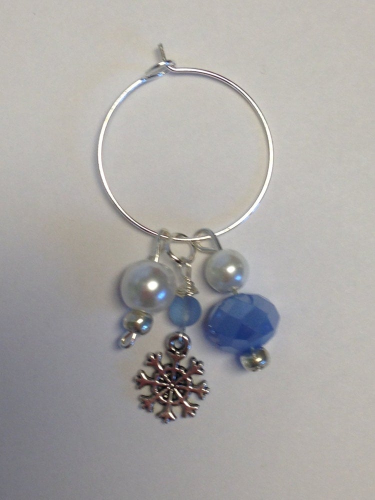 Wine Glass Charms with Blue Beads and by DayDreamingDecor on Etsy