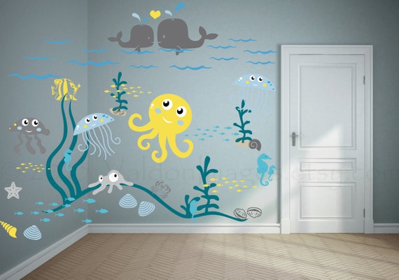 playroom decals wall etsy wall decal, nautical wall ocean wall wall sea decal, nursery , decal,