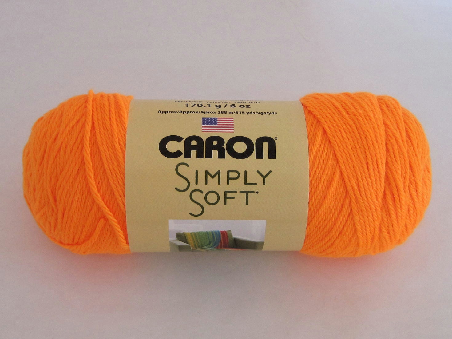 6 oz Caron Simply Soft Yarn Neon Orange Craft Supplies