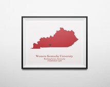 Map Print of Western Kentucky University, WKU, Bowling Green, Kentucky