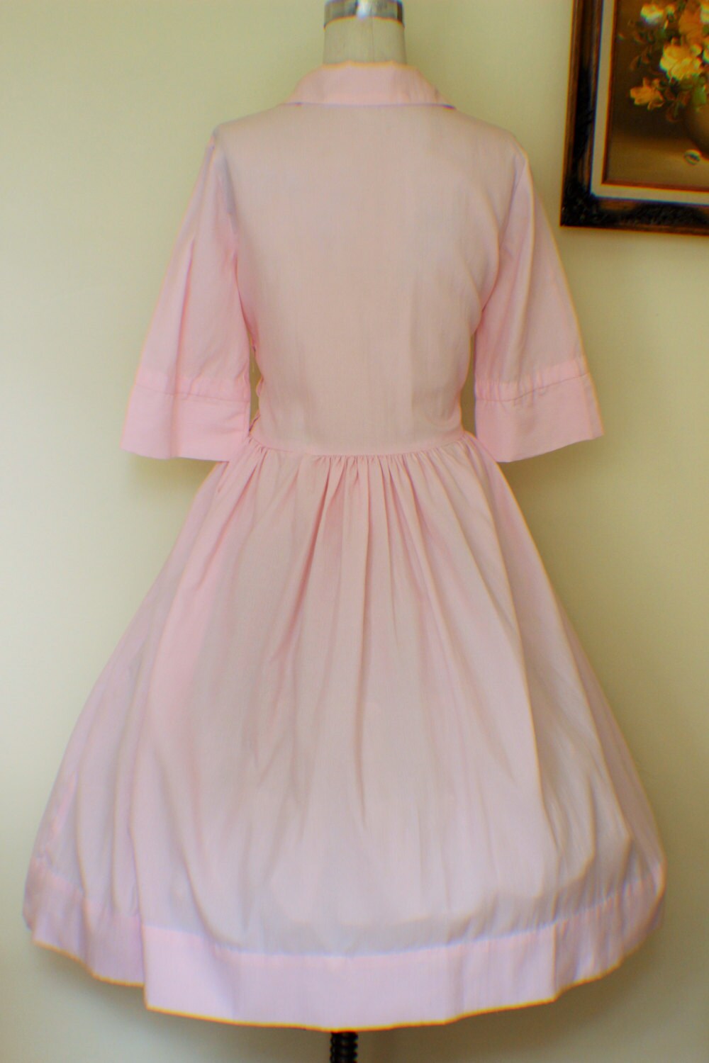 Vintage 1940s Pink Dress / Late 40s Dress by ToadstoolFarmVintage