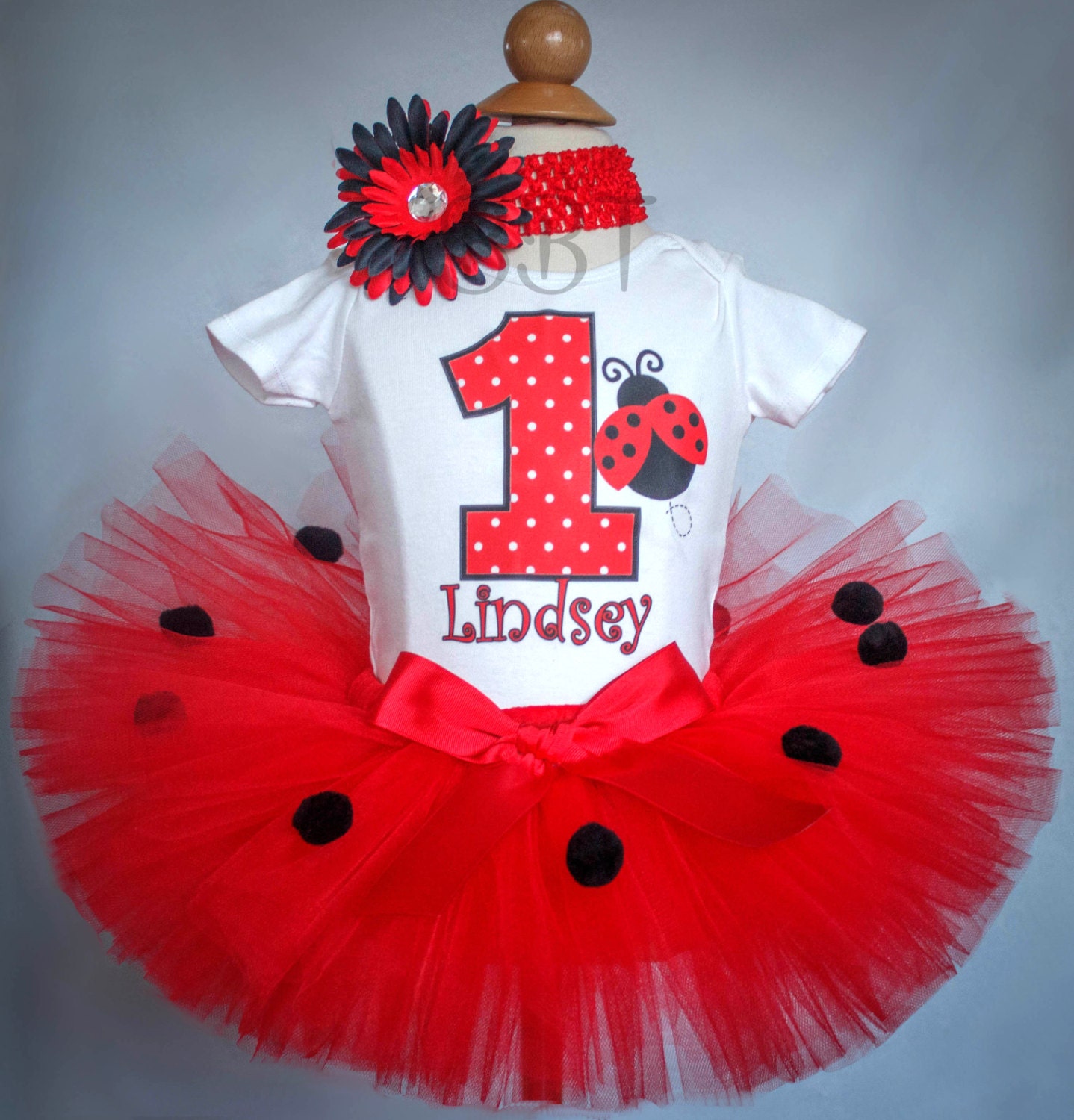 1st Birthday Ladybug Tutu Outfit Ladybug Tutu by BabyBirthdayTee