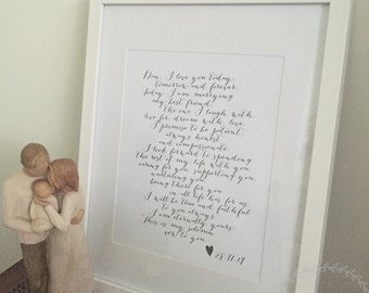 Wedding Vows Print / Bride and Groom Wedding Vows Prints / Wife Gift Husband Anniversary Gift Couples digital calligraphy / Wedding Sign