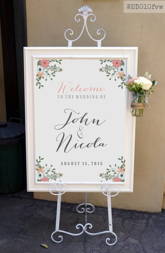 Wedding Welcome Sign / Printable Sign for Easel / Rustic White