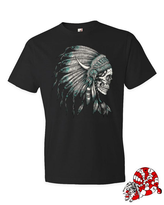 Items similar to Men's t shirt Indian Chief Native American Skull with ...