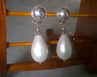 GOCCE PERLE Barocche Clips D AMORE! Argento Gocce di Perle Argento 925 Hand Made Italy Orecchini Luminosi Eleganti Raffinati di Gran Classe