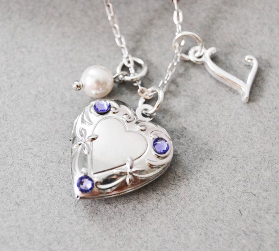 Little Girl Locket Tanzanite Birthstone Locket by SugarPlumGems