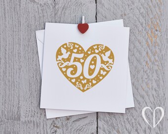 Golden Anniversary Card, Gold Anniversary Card, 50th Anniversary Card, Fiftieth Anniversary Card, Fifty Anniversary Card, 50 years, 50 Card