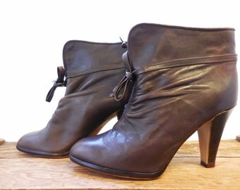 S. Carlo Vintage Espresso Brown Italian Leather High Heel Fashion Boots Women 6 A