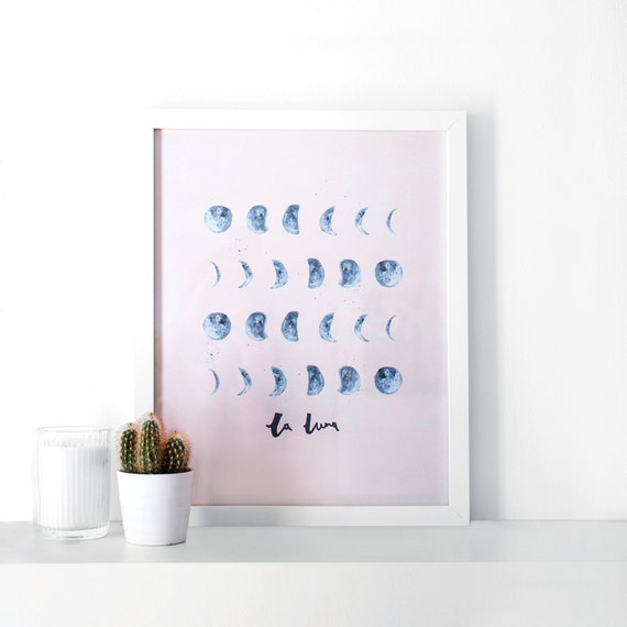 The Best Of Etsy - Moon Phases Illustrated Art Print