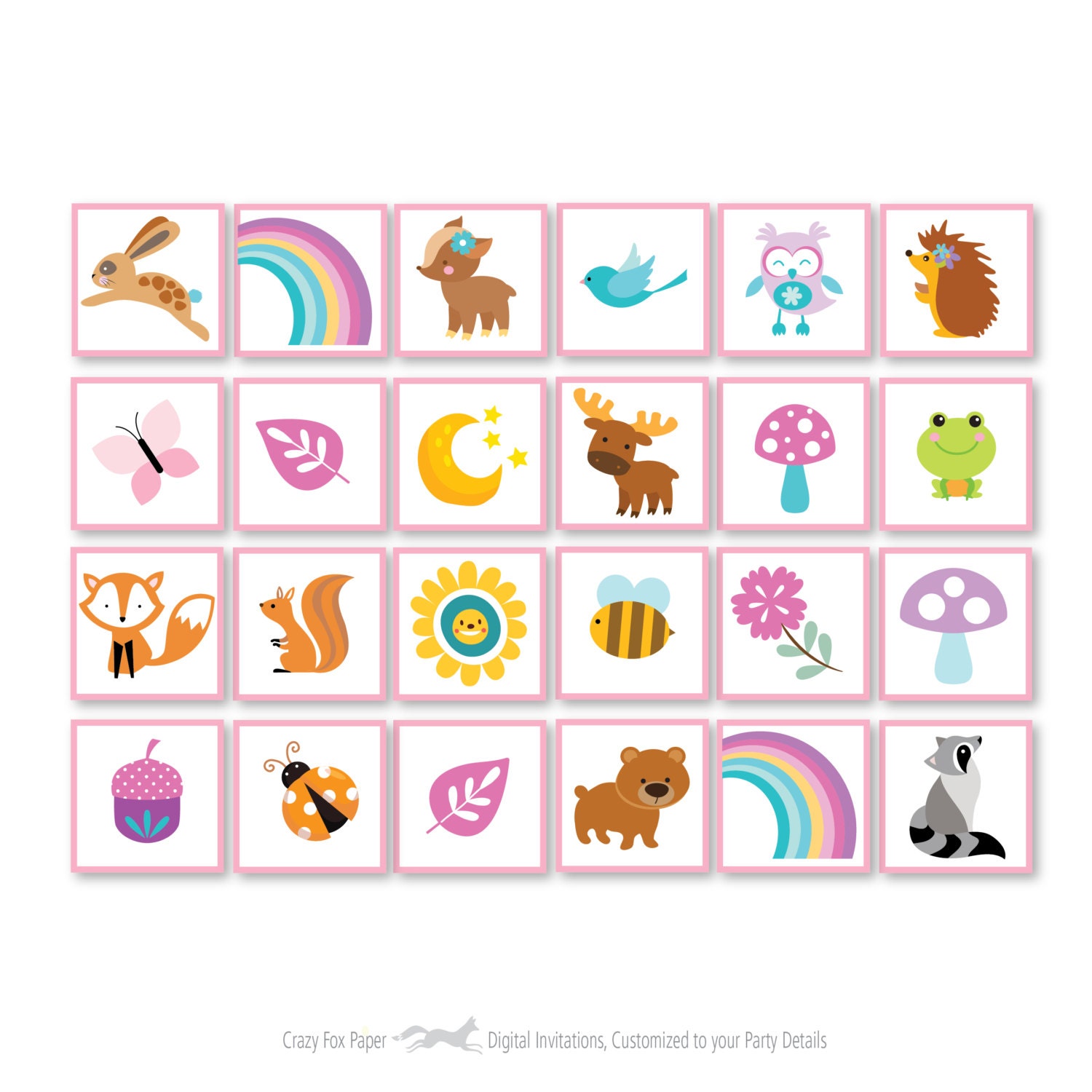 woodland unicorn bingo game kids printable bingo game