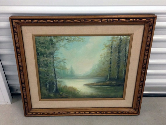 Items similar to L Thomas OIL painting canvas landscape vintage framed ...