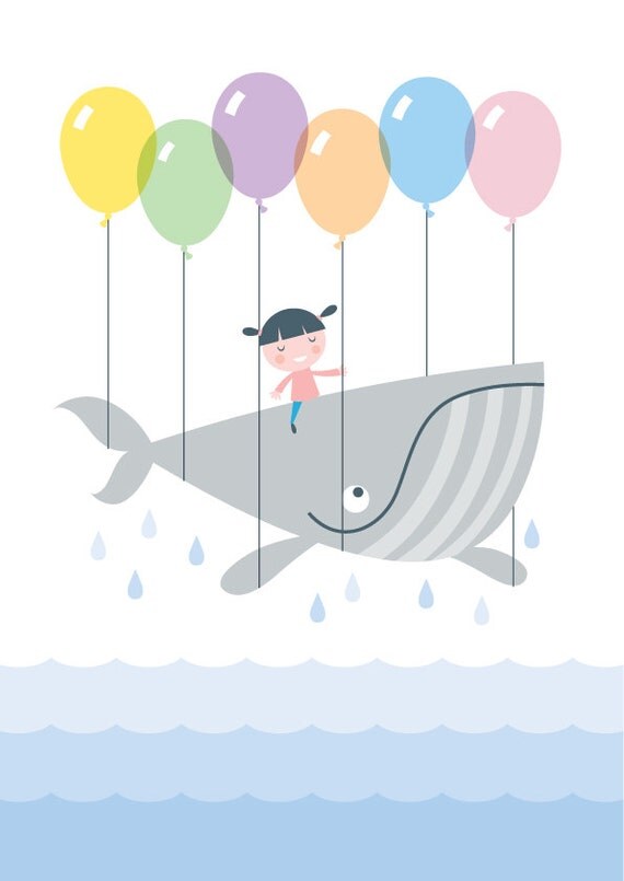 Nursery art print baby girls balloon print by BubbleGumYears