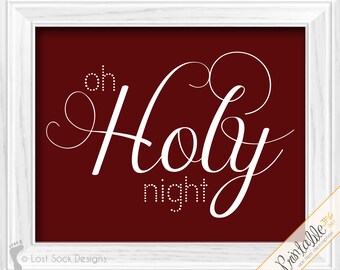 Items similar to Oh Holy Night Christmas Sign-Black Sign with White, Red, Green Letters ...