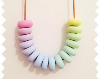 Rainbow Popsicle - Polymer Clay Necklace