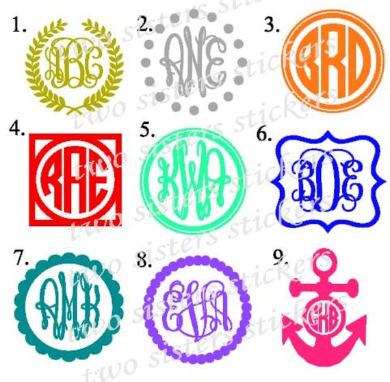 Vinyl Monogram Decal with Decorative Border