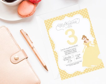 Princess Belle Invitation | Princess Belle Invite | Beauty and the Beast Invitation | Princess Party | Belle Party | Princess Birthday