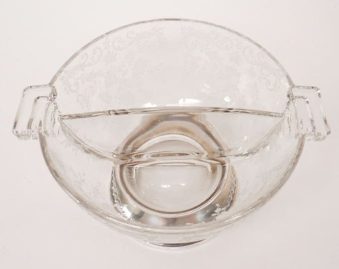Storewide 25% Off SALE Beautiful Vintage Sterling Silver Wedding Lace Divided Glass Serving Bowl Featuring Beautiful Handles and Hallmarked