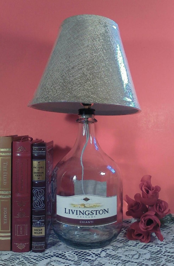 Lamp with Shade Large Wine Bottle Glass by SouthernVisionCrafts