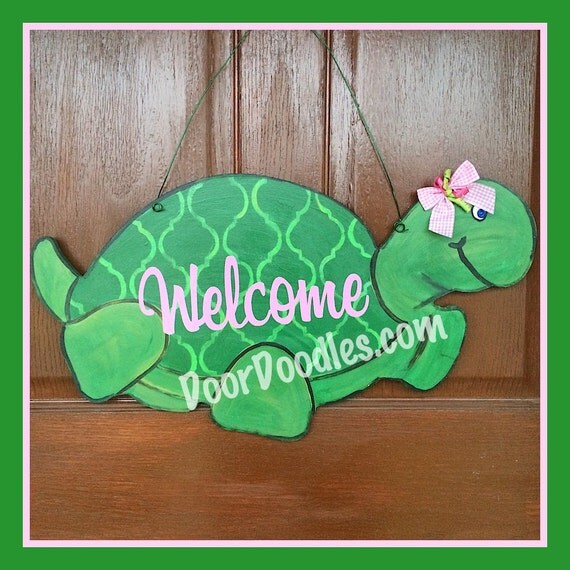 Items Similar To Turtle Door Decoration Wooden Hanger On Etsy