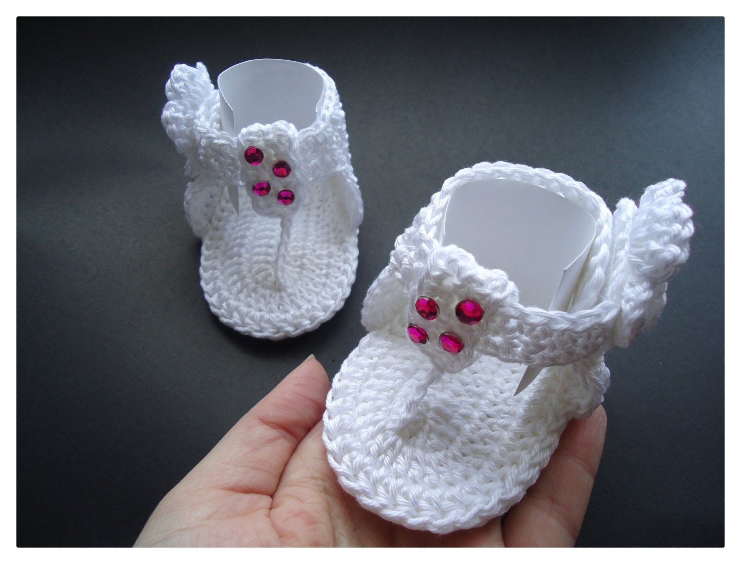 Pics Photos - Baby Crochet Shoes Sandals Flip Flops Navy And Bright ...