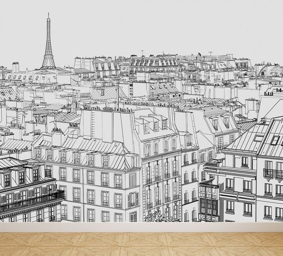 Wall Mural Paris Skyscape Peel and Stick Repositionable