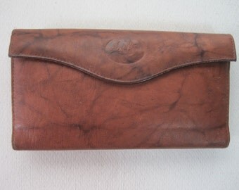 BUXTON Clutch Wallet 7"x4" Top Grain Cowhide VINTAGE Retro